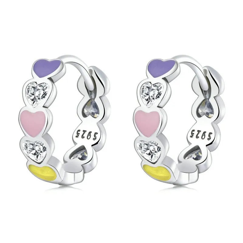 Colorful Heart Hoop Earrings