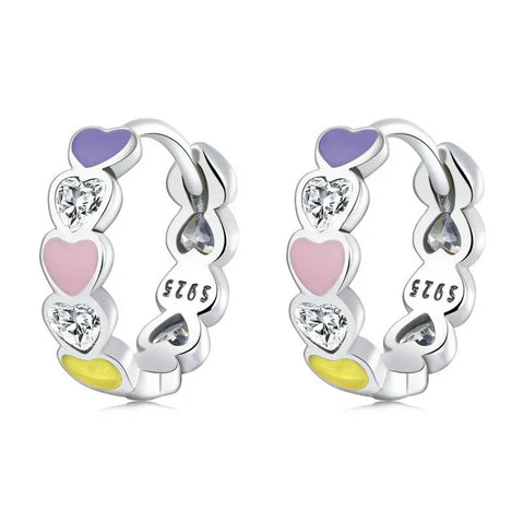 Colorful Heart Hoop Earrings