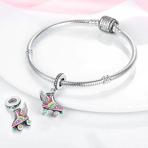 jewlouli colorful-roller-skates-wings-dangle-pandora-charm-jewelry__ fits pandora bracelet