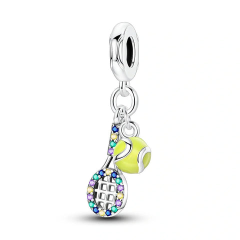 jewlouli colorful-tennis-racket-ball-dangle-pandora-charm-jewelry__ fits pandora bracelet