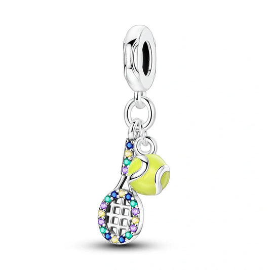 jewlouli colorful-tennis-racket-ball-dangle-pandora-charm-jewelry__ fits pandora bracelet