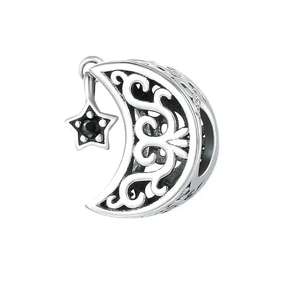 Crescent Moon And Star Charm - crescent-moon-and-star-charm Pandora affordable charm Jewelry fits bracelet