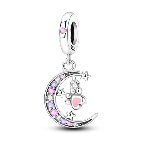 Crescent Moon and Star Paw Charm - Crescent Moon and Star Paw Charm