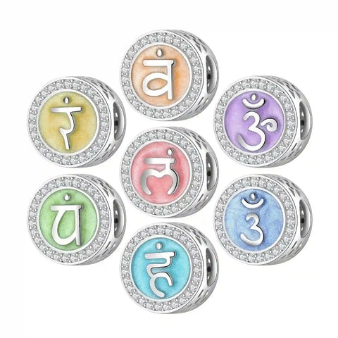 Seven chakra symbol beads.