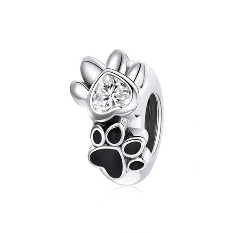 Crystal Heart & Paw Print Charm - Crystal Heart & Paw Print Charm