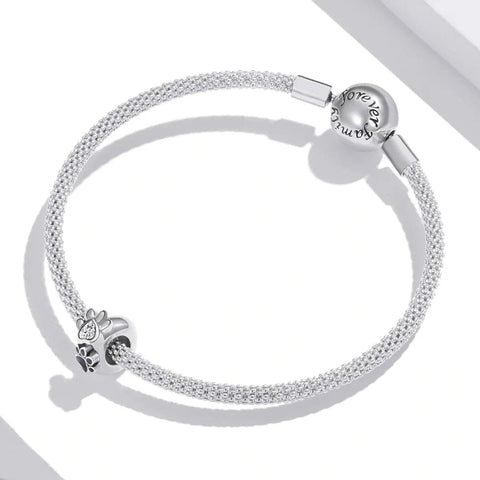 Crystal Heart & Paw Print Charm - Crystal Heart & Paw Print Charm