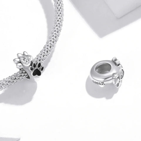 Crystal Heart & Paw Print Charm - Crystal Heart & Paw Print Charm