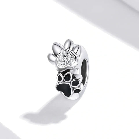 Crystal Heart & Paw Print Charm - Crystal Heart & Paw Print Charm