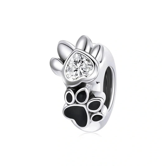 jewlouli crystal heart paw print pandora charm jewelry fits pandora bracelet