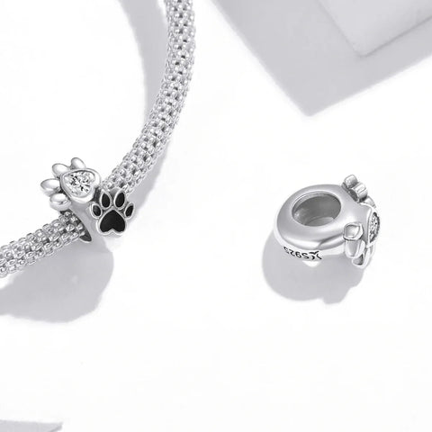 jewlouli crystal heart paw print pandora charm jewelry fits pandora bracelet