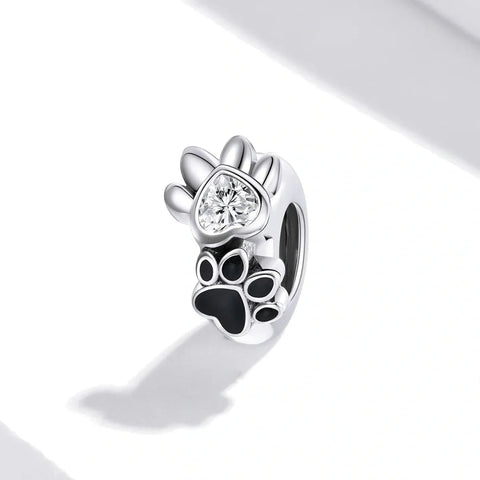 jewlouli crystal heart paw print pandora charm jewelry fits pandora bracelet