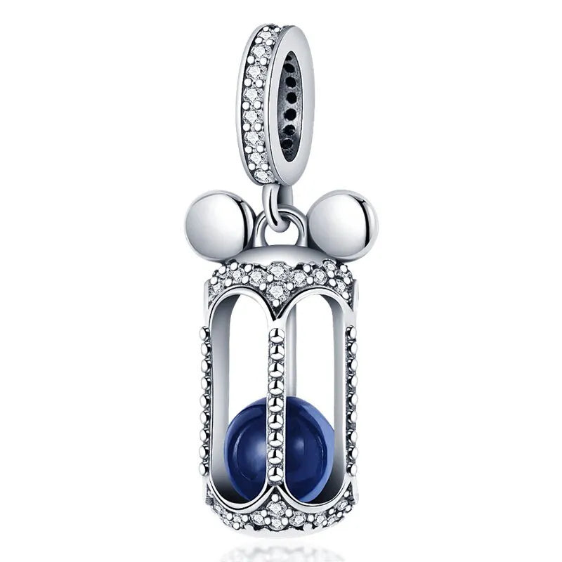 Luxury Hourglass Charm with Blue Gem