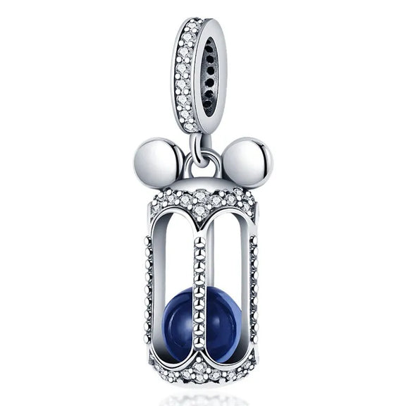 Luxury Hourglass Charm with Blue Gem - Luxury Hourglass Charm with Blue Gem