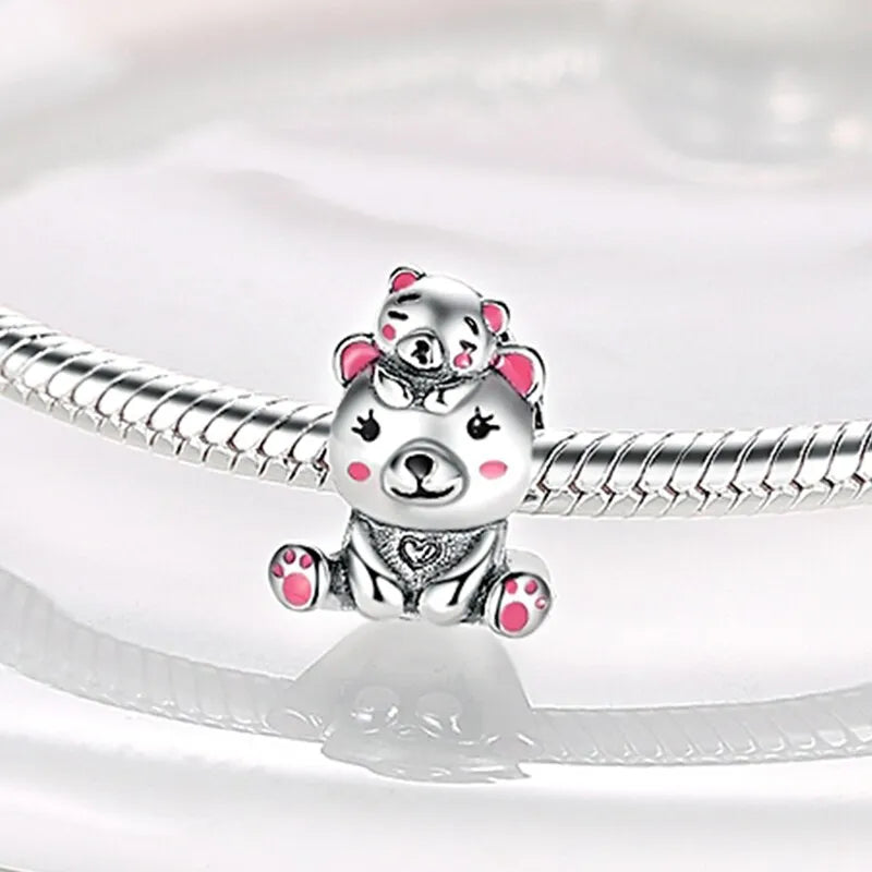 cute bear family charm with pink details