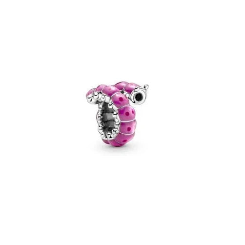 Adorable caterpillar charm, a cute addition with a curled design for charm bracelets