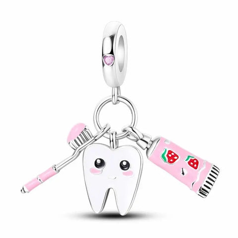 Cute Toothpaste & Brush Charm - Cute Toothpaste & Brush Charm- Smiling Dental Hygiene Bead