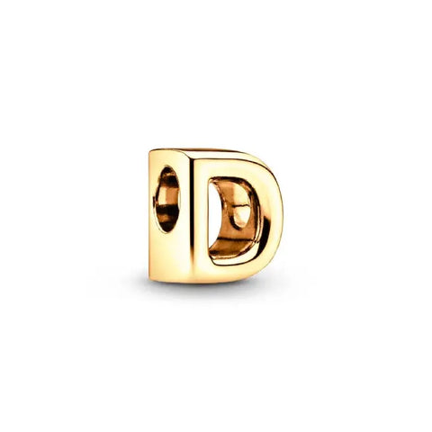 D Letter Gold charm letter - D gold charm letter for pandora bracelets