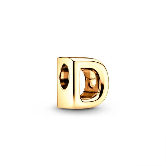 D gold charm letter for pandora bracelets