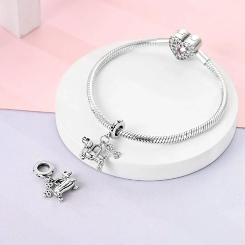 jewlouli dachshund bone double dangle pandora charm jewelry fits pandora bracelet