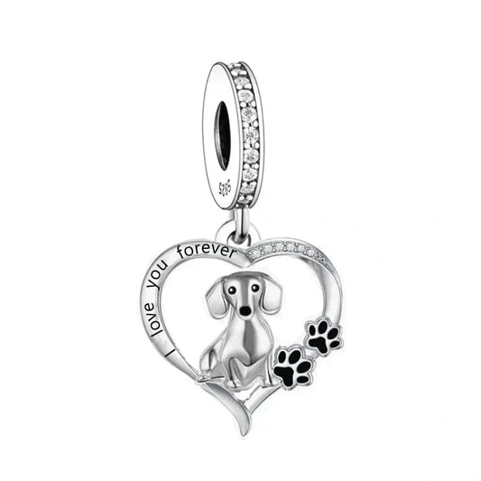 jewlouli dachshund love forever pandora charm jewelry fits pandora bracelet