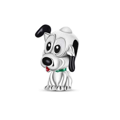 Black Silver Dog Charm