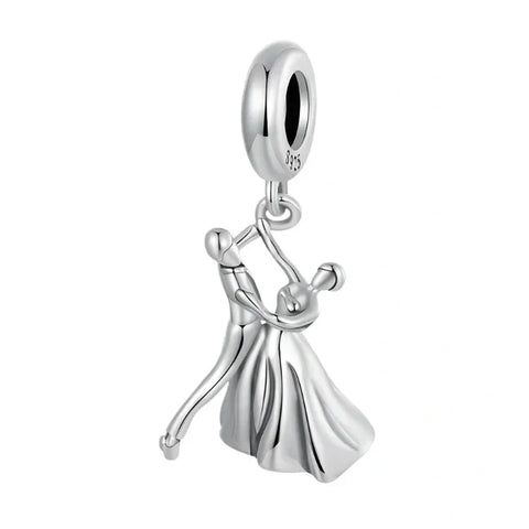 Silver dancing couple charm.