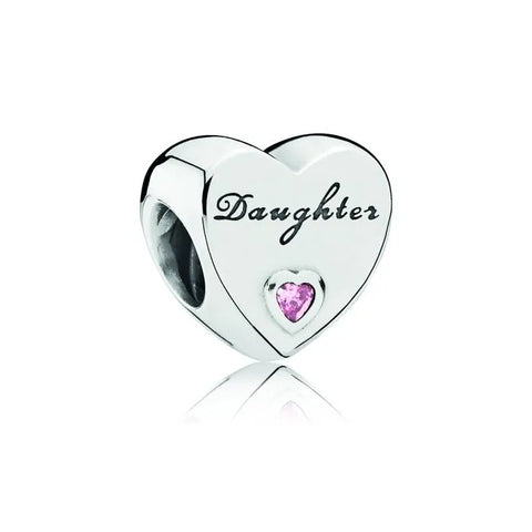 Daughter Heart Charm - Forever always splittable dangle charm, a unique charm that can be shared between loved ones