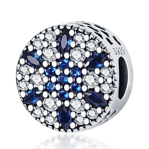 dazzling blue and white gemstone flower pendant