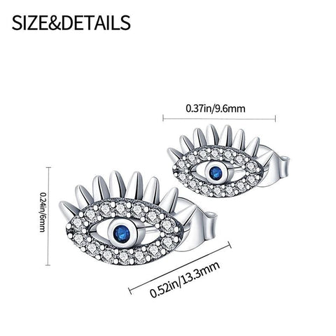 Evil Eye Protection Stud Earrings with Sapphire