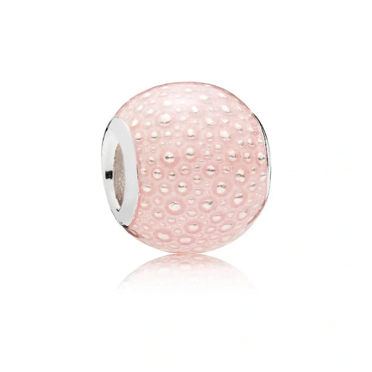 Sterling silver charm with textured pink enamel bubble design for a fun and elegant look.