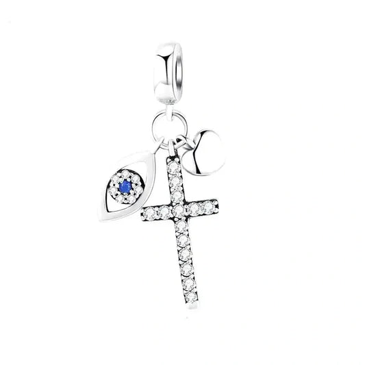 diamond-cross-charm affordable Pandora fits bracelet charm Jewelry