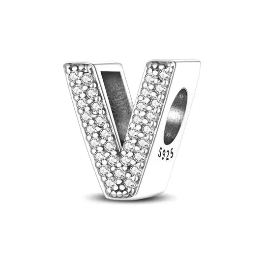diamond letter v charm