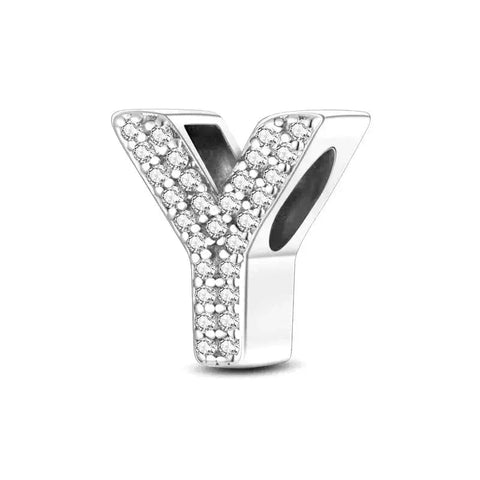 Diamond Letter Y Charm - Diamond Letter Y Charm