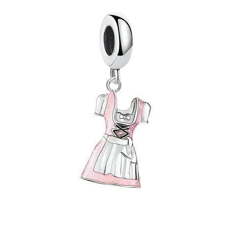 Silver and pink dirndl charm.