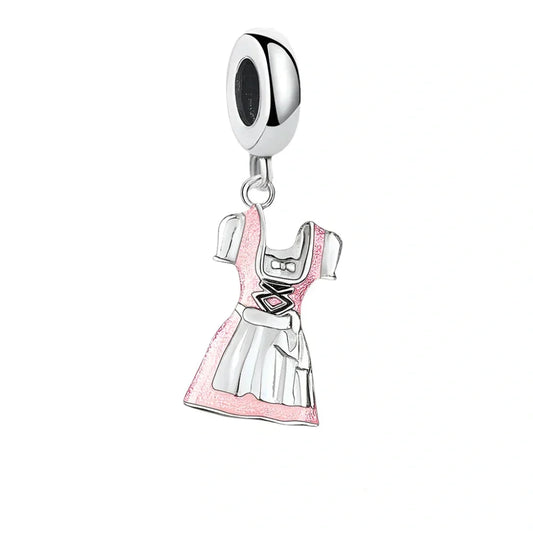 Silver and pink dirndl charm.