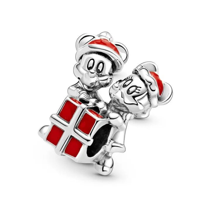 Disney Mickey Mouse and Minnie Mouse Present Charm - Adorable Mickey and Minnie charm with present design.