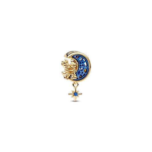 Disney Mickey and Minnie blue Murano glass charm, adds a pop of color with beloved Disney characters