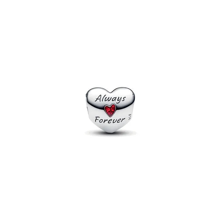 Heart charm featuring Mickey and Minnie, a symbol of love with classic Disney characters