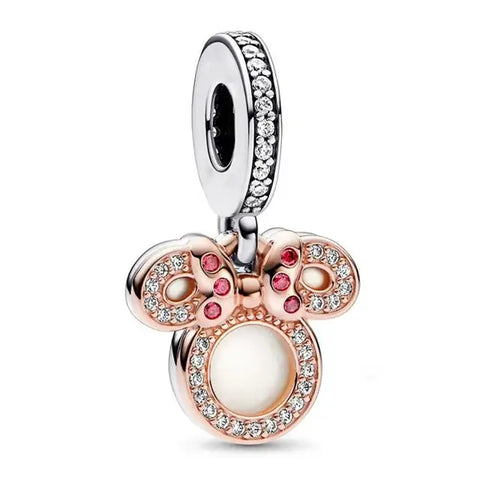 Disney Minnie Mouse Silhouette Double Dangle Charm - Double dangle with Minnie Mouse silhouette, perfect for Disney fans.