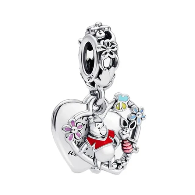 Disney Winnie the Pooh & Piglet Double Dangle Charm - Charming Pooh and Piglet double dangle, an adorable Disney accessory.