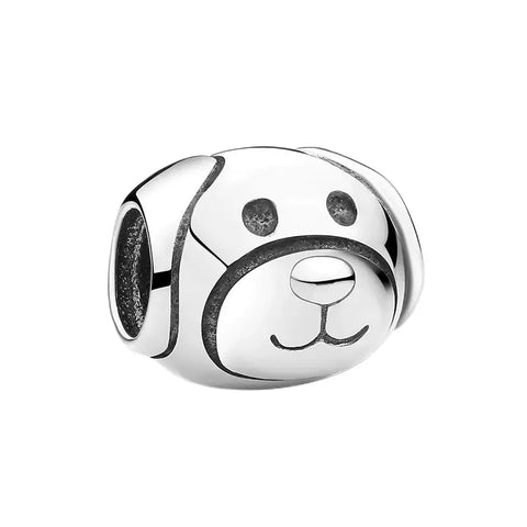 Dog Face silver Charm - Dog Face silver Charm