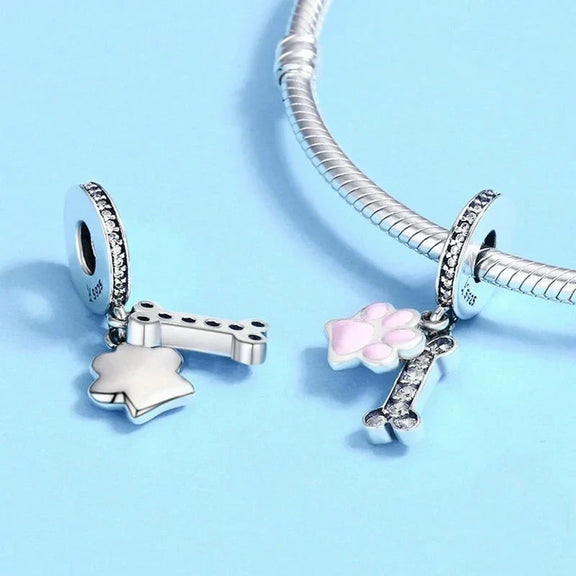 Dog Bone Charm - dog-bone fits Pandora bracelet affordable Jewelry charm