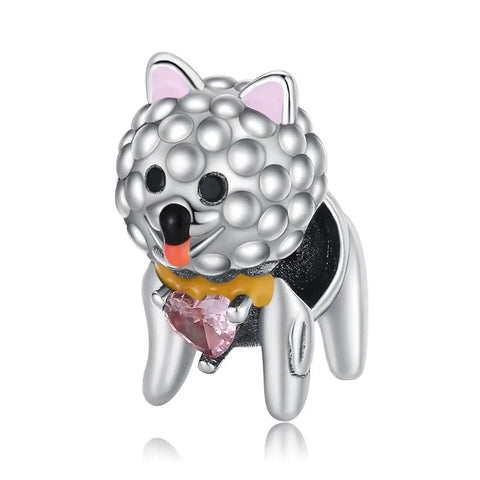 Dog with heart Charm