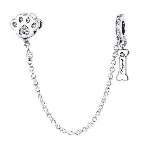Bone and Paw Chain Charm - Bone and Paw Chain Charm