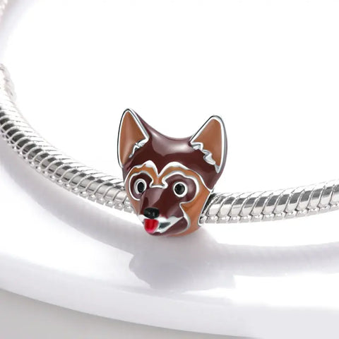 Brown Dog Face Charm - Fits pandora Bracelet