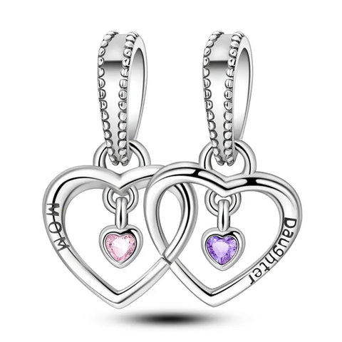 Double Heart MOM & Daughter Charm - Double Heart MOM & Daughter Charm