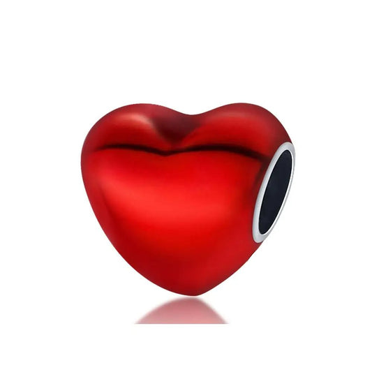 Sterling Silver Red Heart Charm for Bracelets