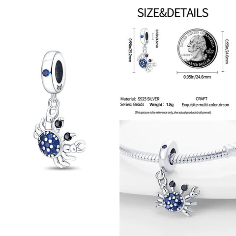 Crab Charm with Blue Zircon Bracelets