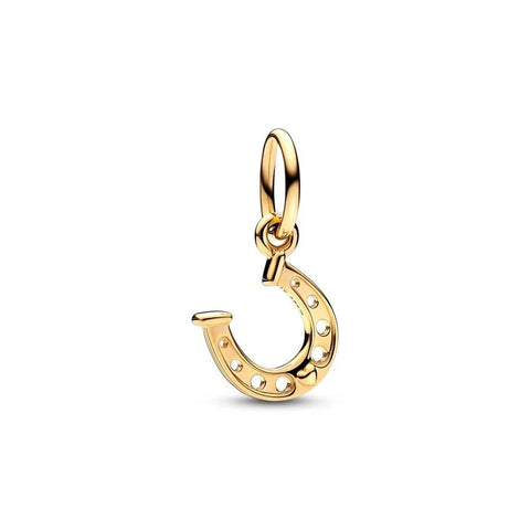 Gold Horseshoe Charm with Polished Finish - Gold Horseshoe Charm with Polished Finish