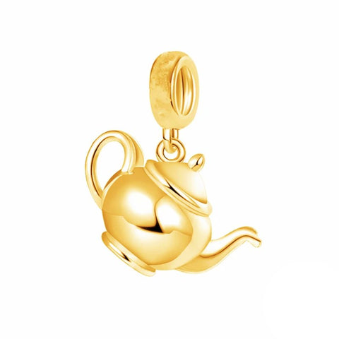 Gold Teapot Charm with Polished Finish - Gold Teapot Charm with Polished Finish